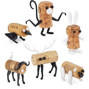 Corkers- Wine Bottle Accessory- Animals, Set of 6.